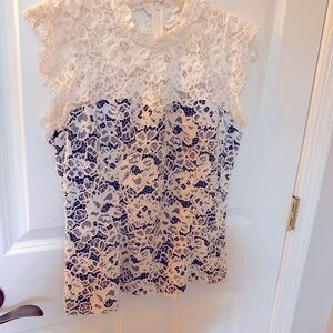 WHBM crochet white top with black lining.  Size small.